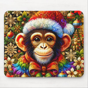 CHIMPANZEE Christmas Zany ~ Mouse Mat