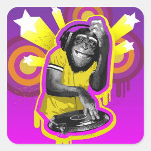 Chimpanzee DJ Square Sticker