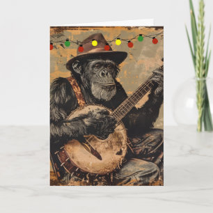CHIMPANZEE FUNNY CHRISTMAS GREETING CARD