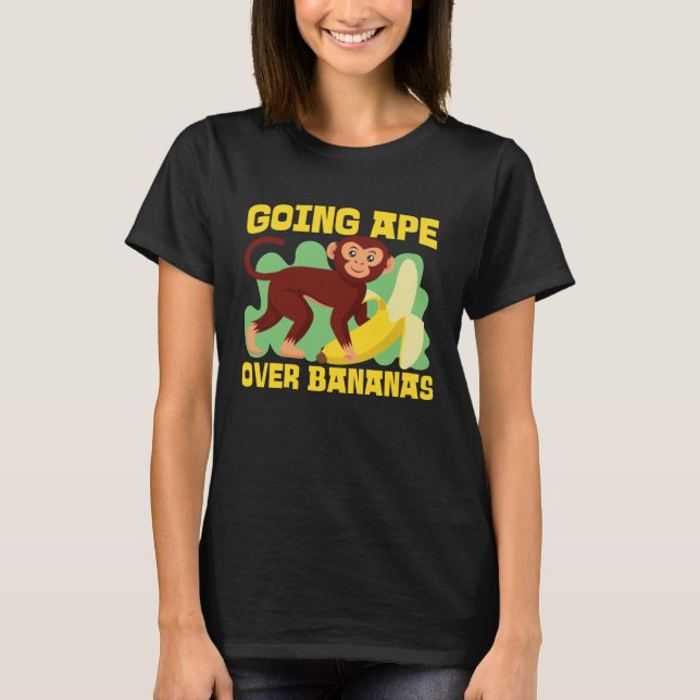 Chimpanzee Going Ape Over Bananas T-Shirt (Front)