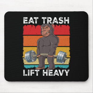 Chimpanzee Gym Weight Training Eat Trash Lift Heav Mouse Mat