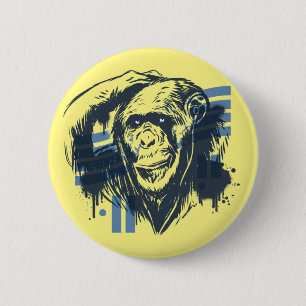 Chimpanzee Hand Drawn Design 6 Cm Round Badge