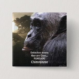 CHIMPANZEE III EXTINCTION Wildlife Button