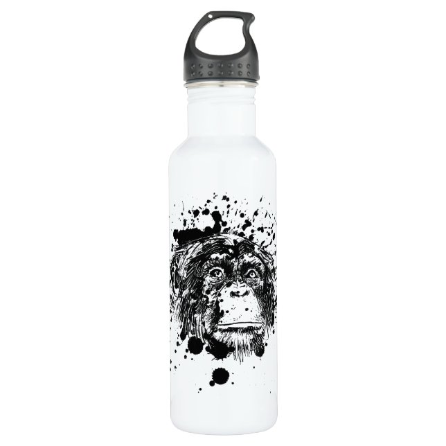 Chimpanzee in Black Splash 710 Ml Water Bottle (Front)