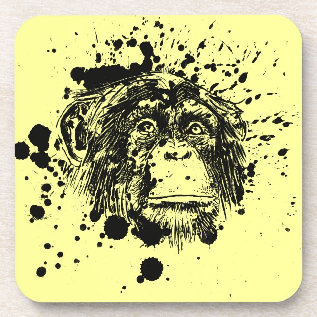 Chimpanzee in Black Splash Coaster (Front)
