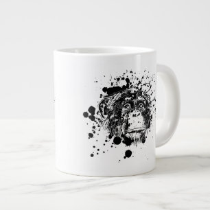 Chimpanzee in Black Splash Large Coffee Mug