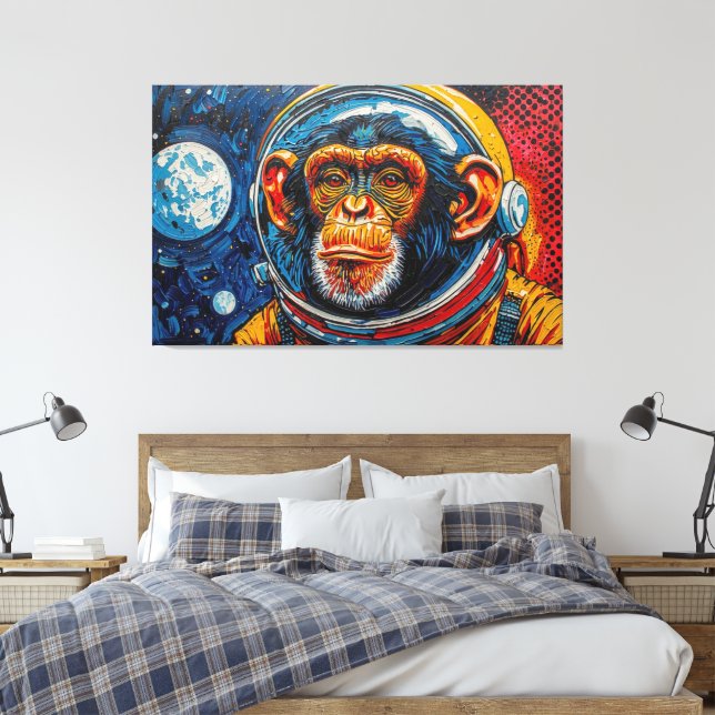 CHIMPANZEE IN SPACE-8 CANVAS PRINT (Insitu(Bedroom))