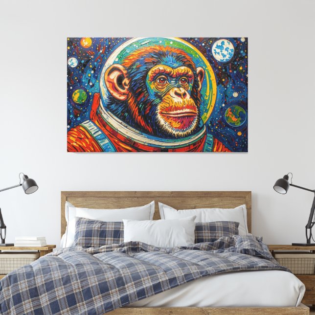 CHIMPANZEE IN SPACE-9 CANVAS PRINT (Insitu(Bedroom))
