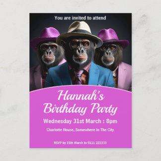 Chimpanzee Mob Invitation Postcard
