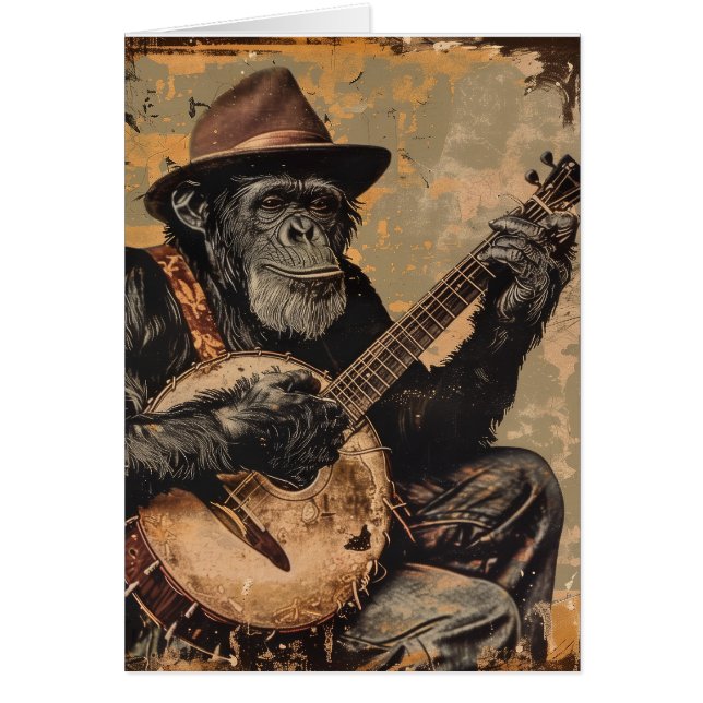 CHIMPANZEE MONKEY FUNNY BIRTHDAY GREETING CARD (Front)