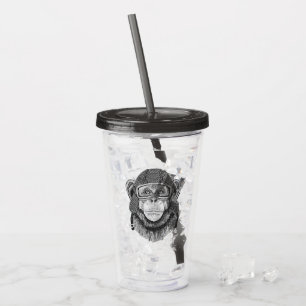 Chimpanzee Motorcycle Rider Acrylic Tumbler