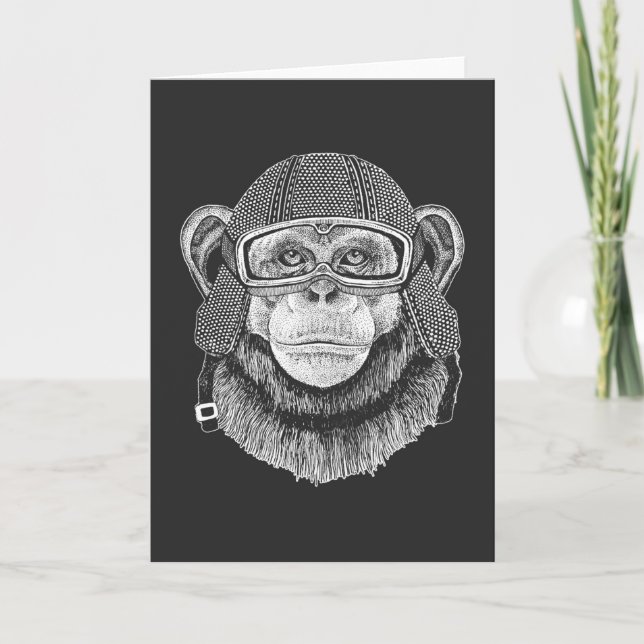 Chimpanzee Motorcycle Rider Card (Front)