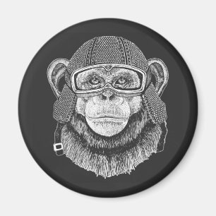 Chimpanzee Motorcycle Rider Magnet