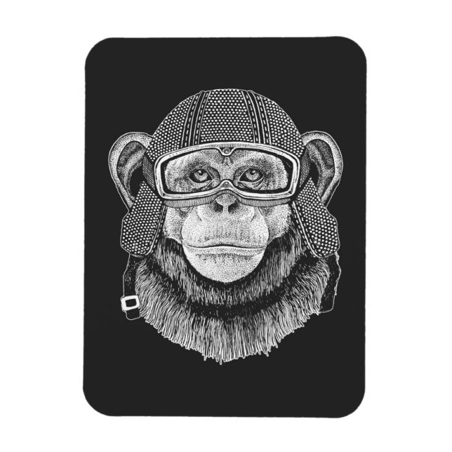 Chimpanzee Motorcycle Rider Magnet (Vertical)