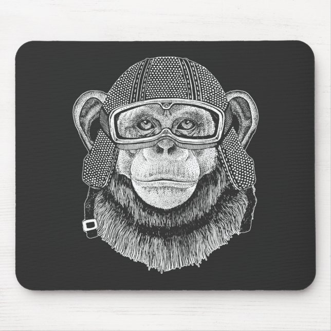 Chimpanzee Motorcycle Rider Mouse Mat (Front)