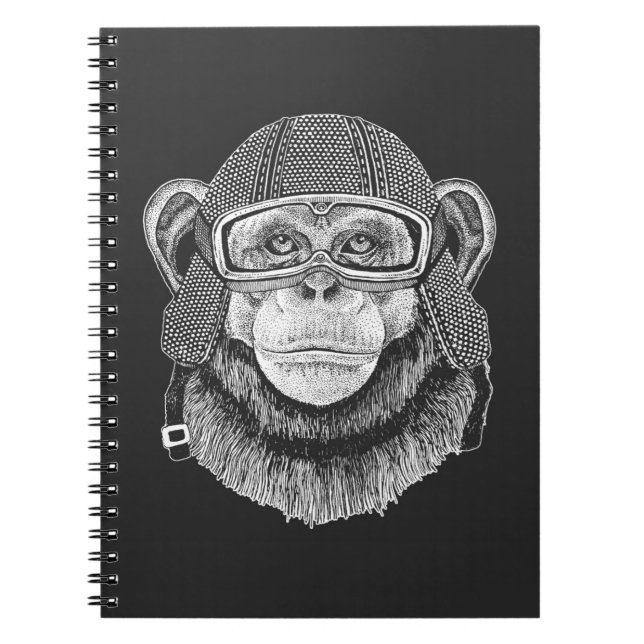 Chimpanzee Motorcycle Rider Notebook (Front)