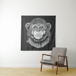 Chimpanzee Motorcycle Rider Tapestry