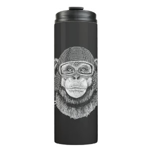 Chimpanzee Motorcycle Rider Thermal Tumbler