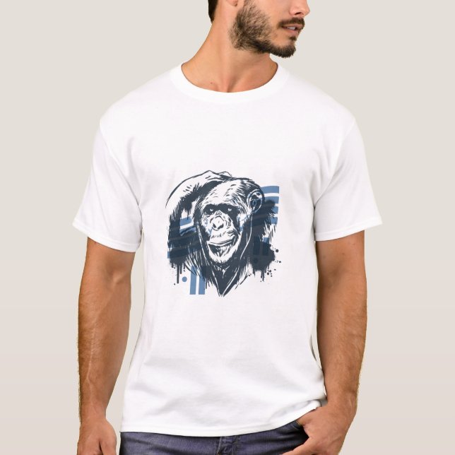 Chimpanzee Pensive Monkey T-Shirt (Front)