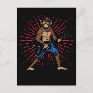 Chimpanzee playing Electric Guitar Music Lover Postcard