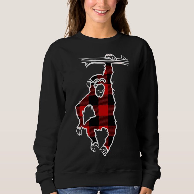Chimpanzee Red Buffalo Plaid Monkey Matching PJ Fa Sweatshirt (Front)