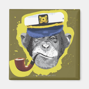 Chimpanzee Smoking Pipe Magnet