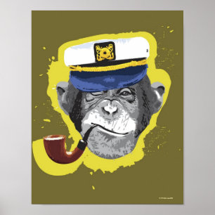 Chimpanzee Smoking Pipe Poster