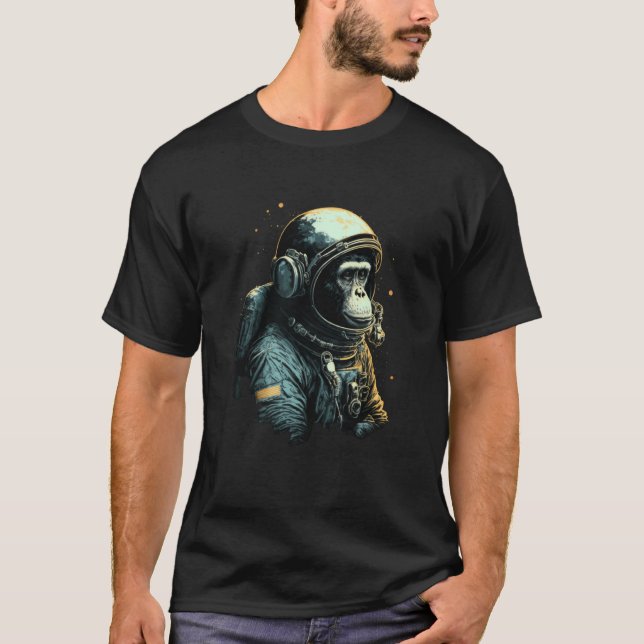 Chimpanzee Space Astronaut Travel Monkey Vintage T-Shirt (Front)