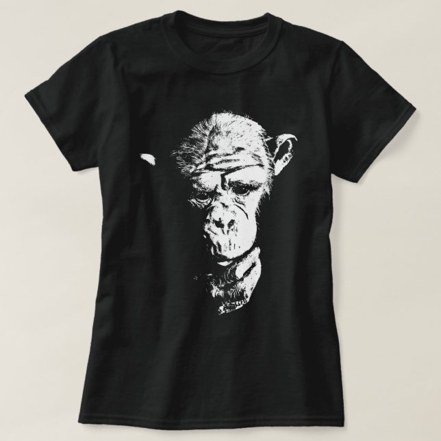 Chimpanzee Thinking Monkey Ape Cool Chimp Tee (Design Front)