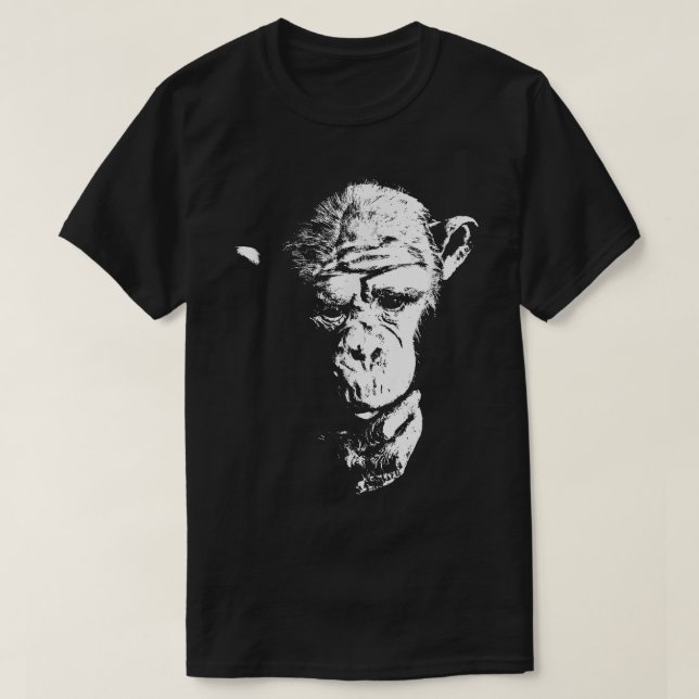 Chimpanzee Thinking Monkey Ape Cool Chimp Tee (Design Front)