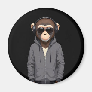 Chimpanzee Wearing Hoodie Funny Cool Animal Vector Magnet