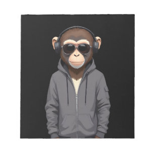 Chimpanzee Wearing Hoodie Funny Cool Animal Vector Notepad