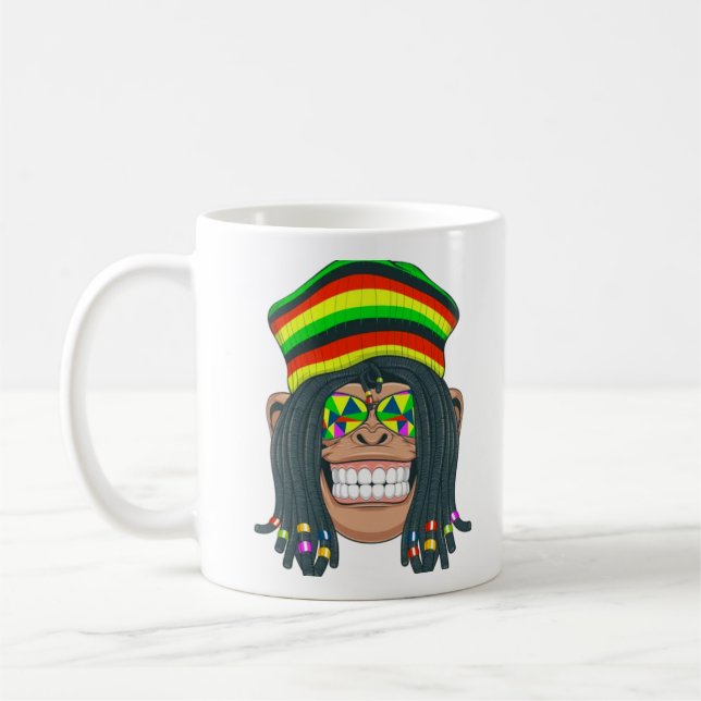 Chimpanzee with Dreadlocks and Cap  Coffee Mug (Left)