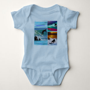 Chimpanzees Surfing Photo Collage,  Baby Bodysuit