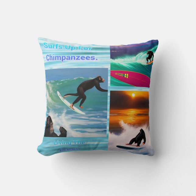 Chimpanzees Surfing Photo Collage,  Cushion (Front)