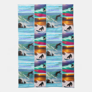 Chimpanzees Surfing Photo Collage, Dish Towel