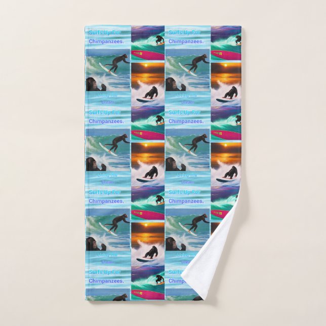 Chimpanzees Surfing Photo Collage,  Hand Towel (Hand Towel)