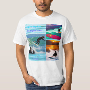 Chimpanzees Surfing Photo Collage, Tshirt