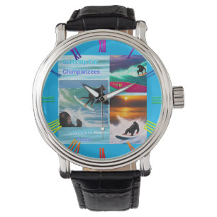 Chimpanzees Surfing Photo Collage, Watch