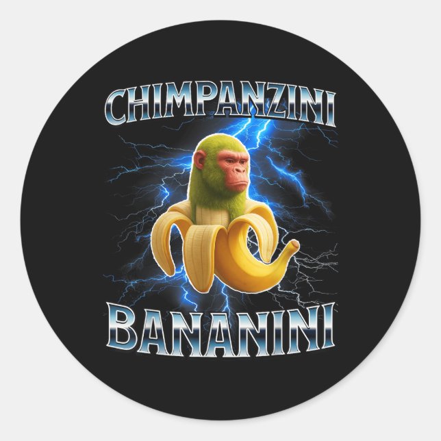 Chimpanzini Bananini Funny Italian Brainrot Meme B Classic Round Sticker (Front)