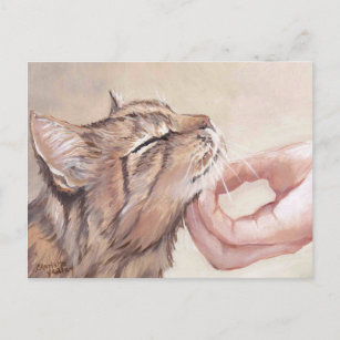 Chin Scratch Cat Art Postcard