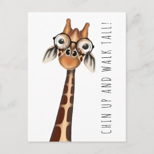 Chin Up! Postcard - Studious Giraffe