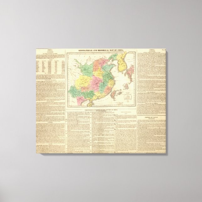 China and Japan Atlas Map Canvas Print (Front)