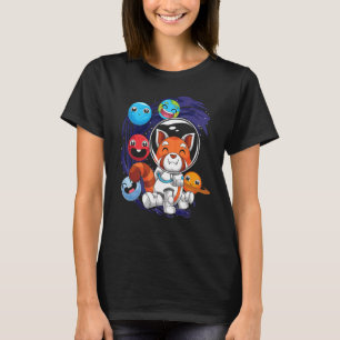 China Animal Cute Planets Science Space Red Panda  T-Shirt