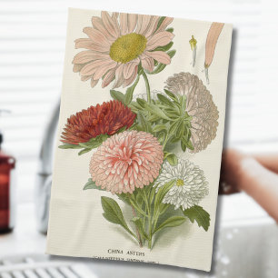 China Asters – Exquisite Vintage Floral Botanical Tea Towel