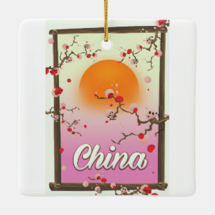 China Blossom Sunset Ceramic Ornament