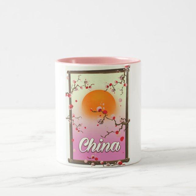 China Blossom Sunset Two-Tone Coffee Mug (Center)
