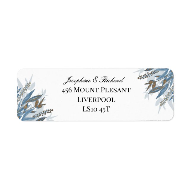 China Blue Foliage Return Address Lable (Front)