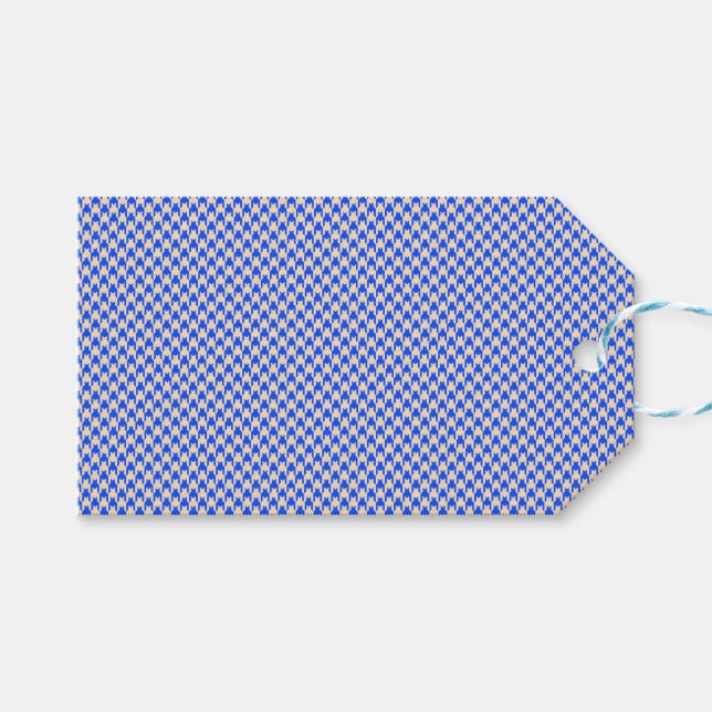 China Blue Houndstooth Gift Tags (Front (Horizontal))