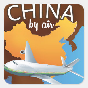 China By air travel poster Square Sticker